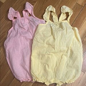 H&M Bundle Baby Rompers, Pink & Yellow, 100% Cotton, Sz 1 1/2 - 2 Y